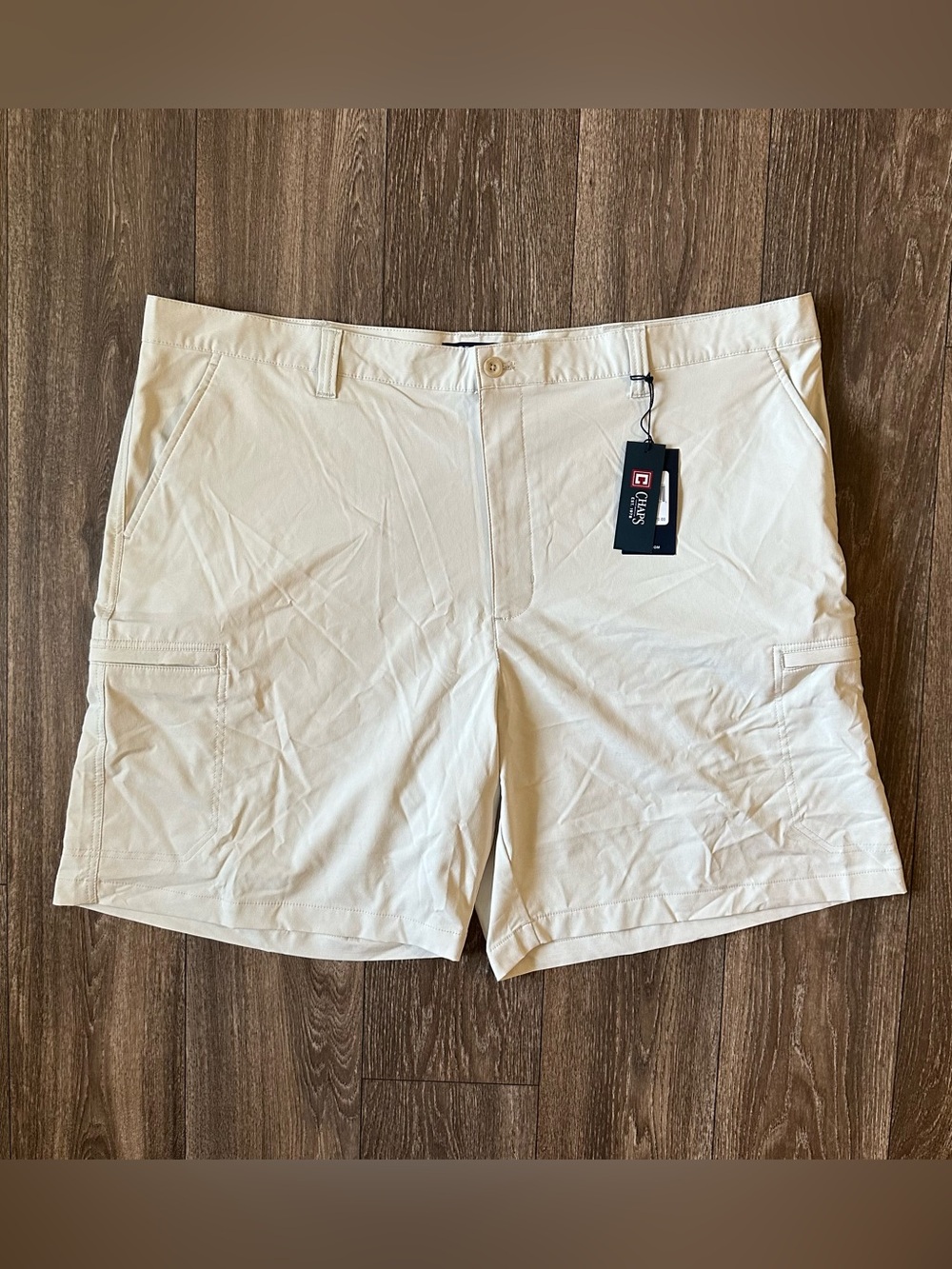 Chaps Golf Stay-Dry Brown Khaki Big And Tall Golf Cargo Shorts Sz 46B NWT